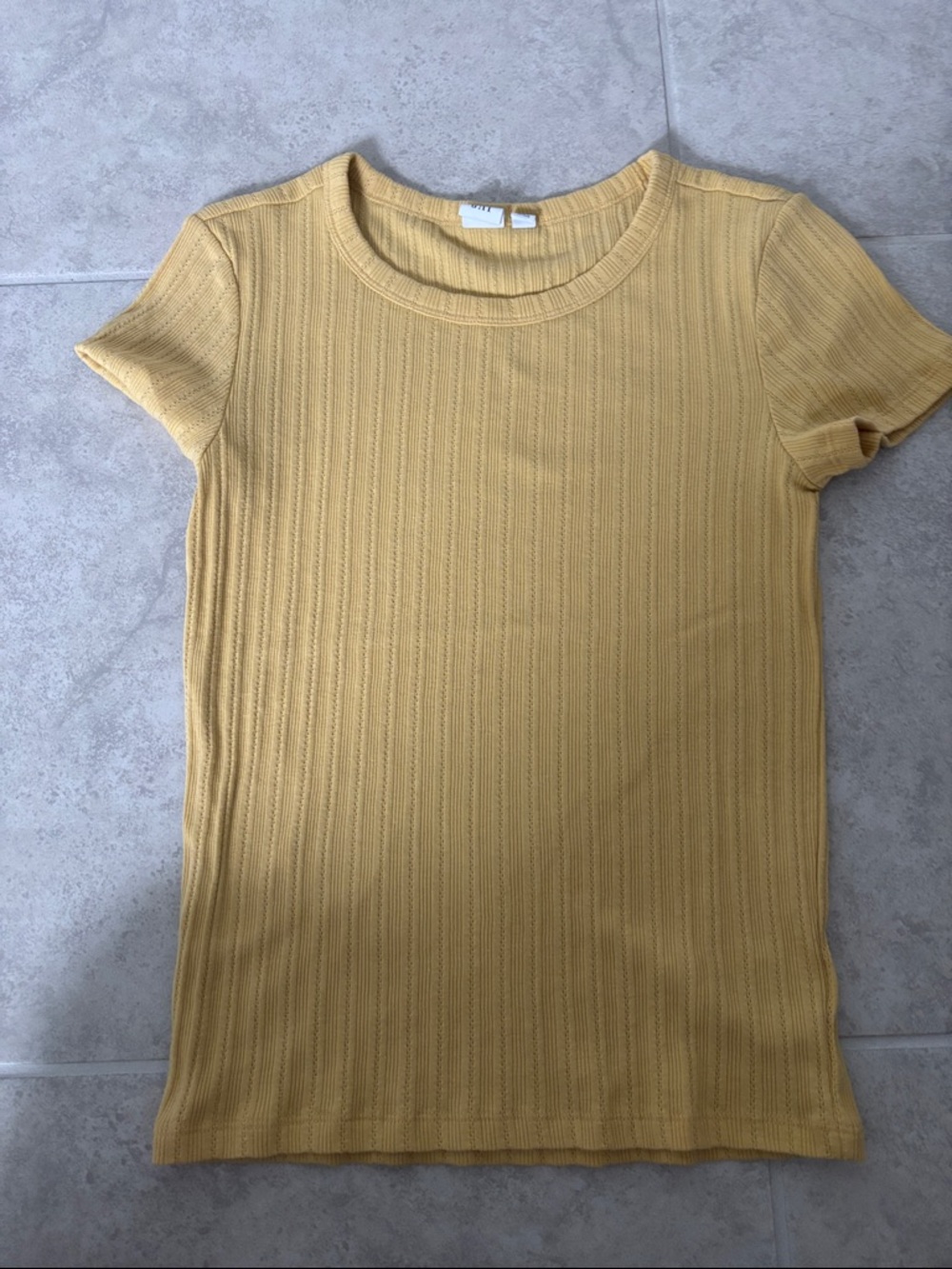 GAP Factory Short-Sleeve Ribbed Knit Top - Mustard